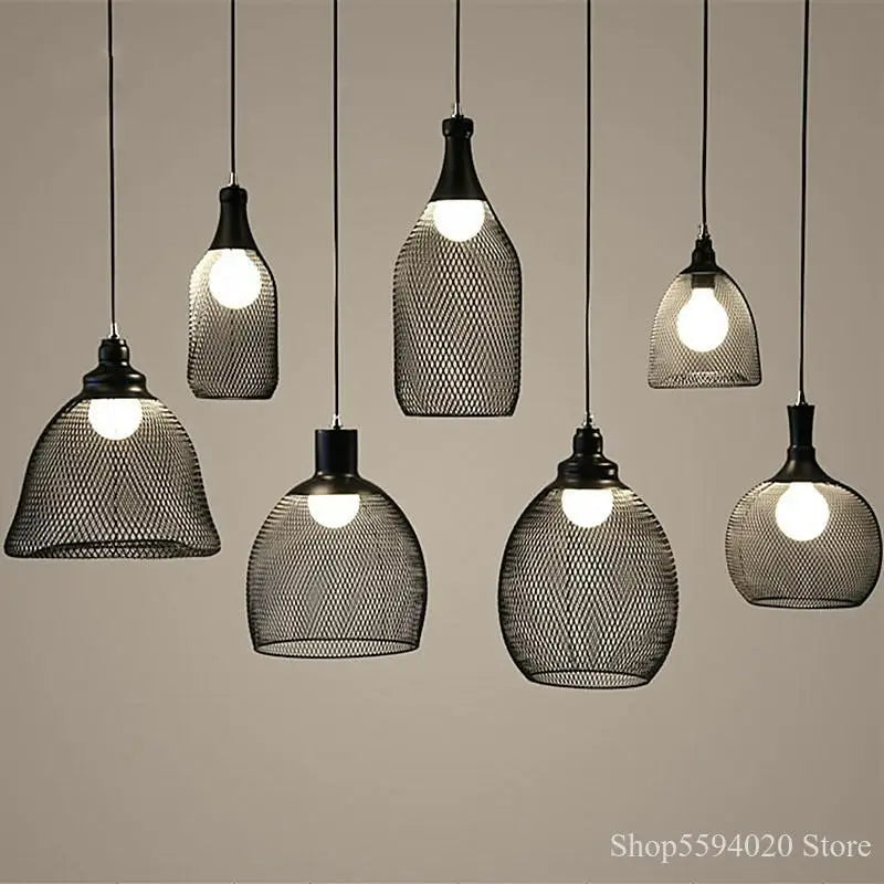 lustre cage à oiseaux style loft rétro en fer créatif minimaliste - vue 1 sur 18