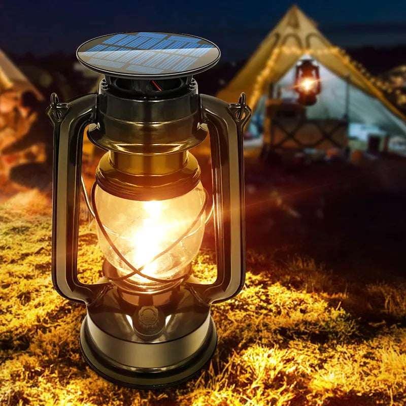 lanterne solaire usb métal antique extérieure suspendue - vue 1 sur 7