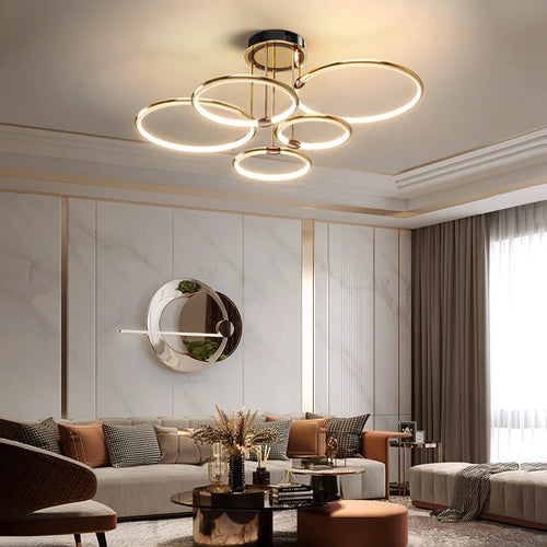 lustre led postmoderne à anneau pour décoration nordique moderne - vue 3 sur 10