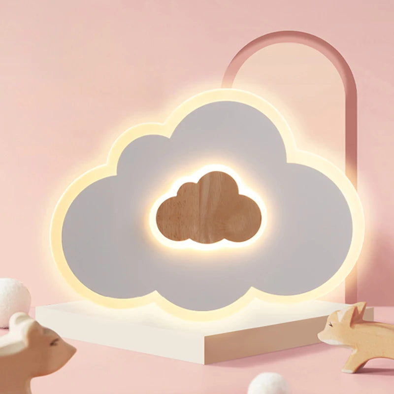 plafonnier led en bois dessin animé pour enfants - vue 4 sur 9