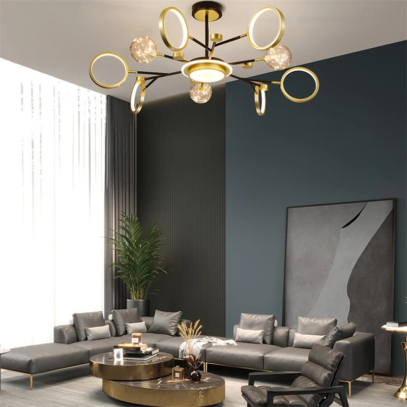 lustre nordique moderne en fer éclairage étoilé décoration créative - vue 5 sur 9