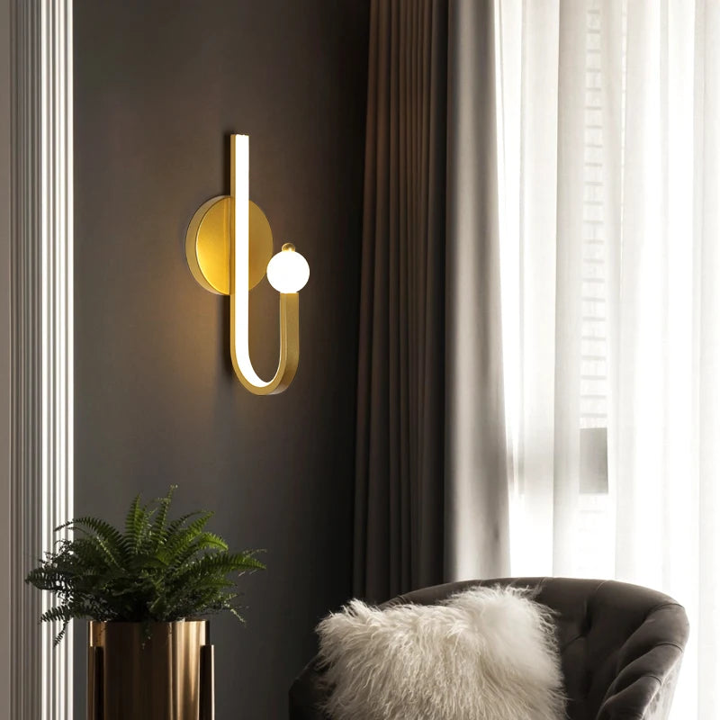 applique murale style nordique en cuivre doré éclairage commercial led tamisée - vue 4 sur 10