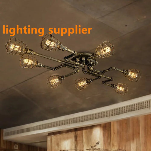 plafonnier industriel rétro style américain pour restaurant et bar - vue 4 sur 6