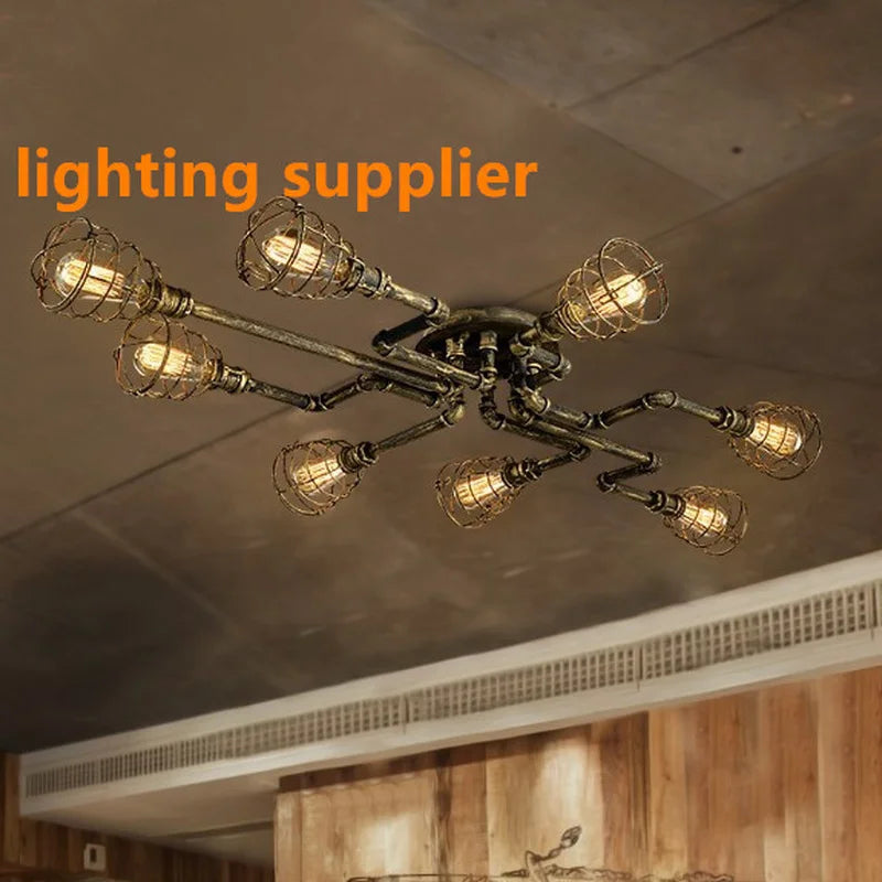 plafonnier industriel rétro style américain pour restaurant et bar - vue 3 sur 6