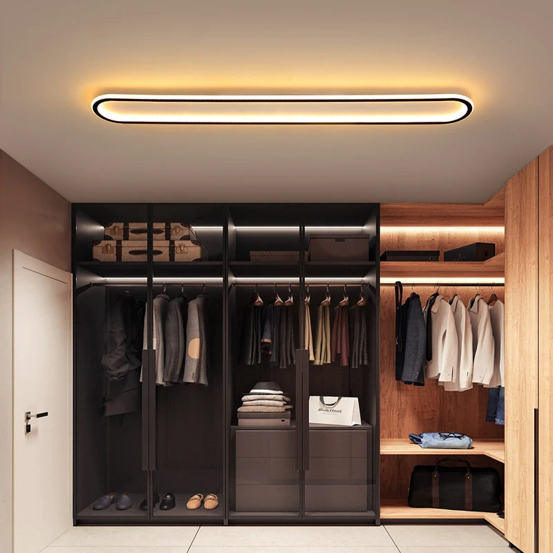 lustre led minimaliste en bande acrylique avec projecteur moderne - vue 3 sur 25