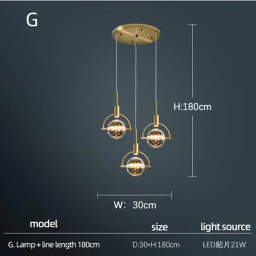 lampe nordique créative en cristal pour restaurant et bar - vue 13 sur 14