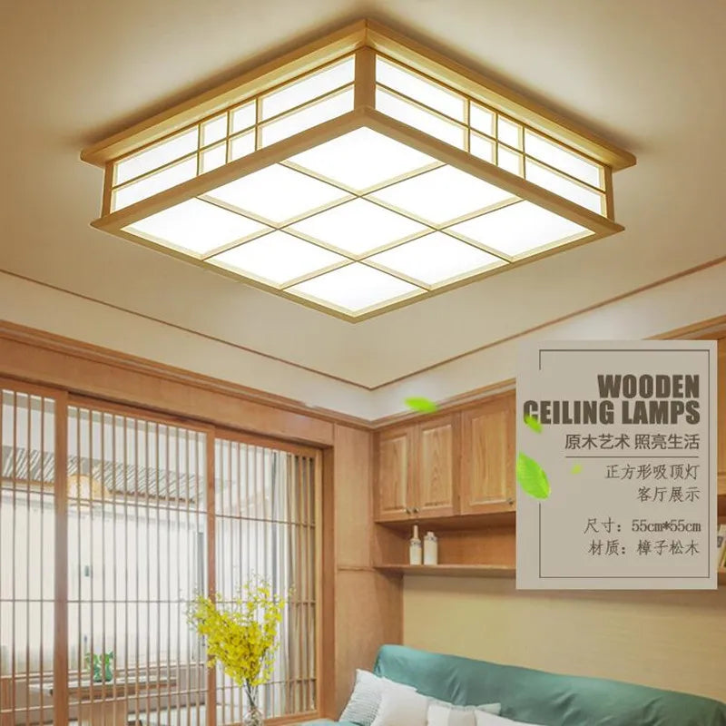 plafonnier japonais en bois à LED pour éclairage élégant - vue 5 sur 6