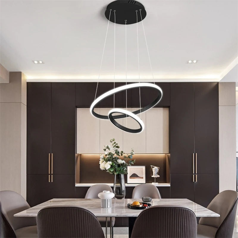 lustre moderne led en acrylique avec anneau lumineux - vue 5 sur 8