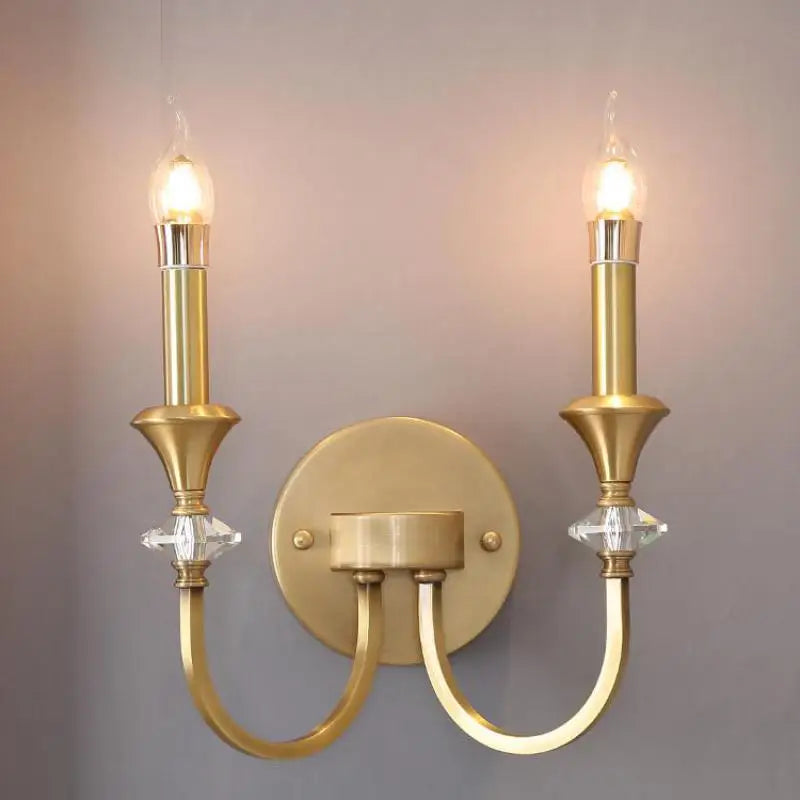 applique murale en cristal lampe à bougie led en cuivre à double tête - vue 4 sur 8
