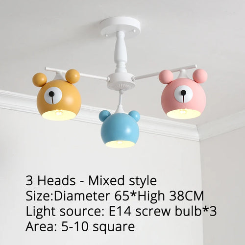 lustre ours lumineux en dessin animé pour enfants - vue 19 sur 18