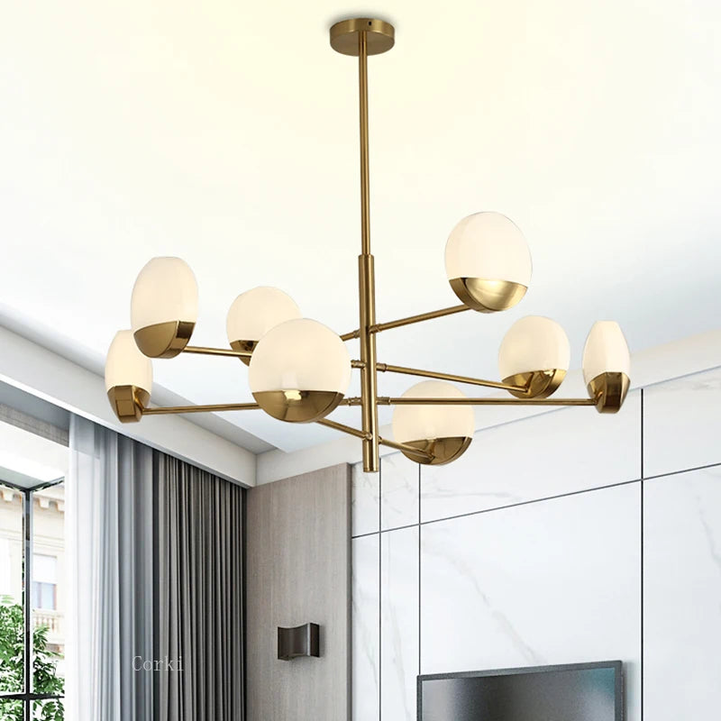 lustre moderne en verre à LED design créatif pour intérieur élégant - vue 4 sur 10