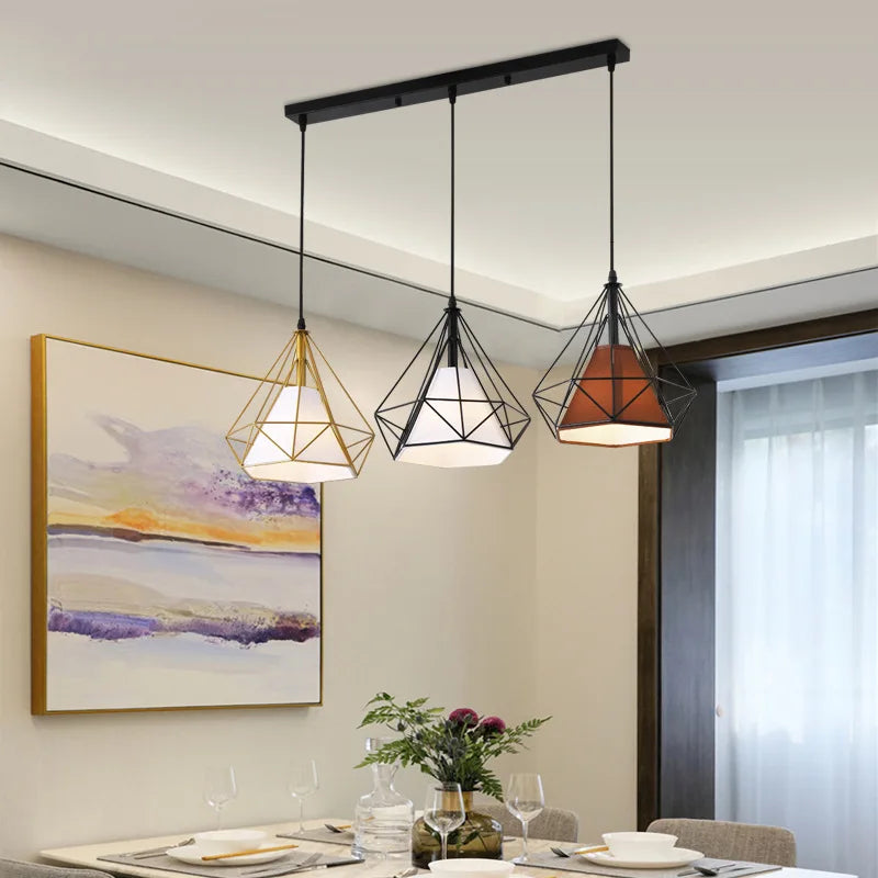 2022 New Nordic aisle diamond chandelier simple modern retro wrought iron living room dining room led ceiling chandelier - vue 1 sur 17