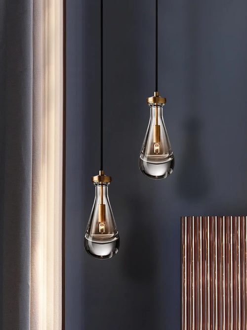 lustre moderne simple en verre de cuivre de luxe à tête unique - vue 2 sur 7