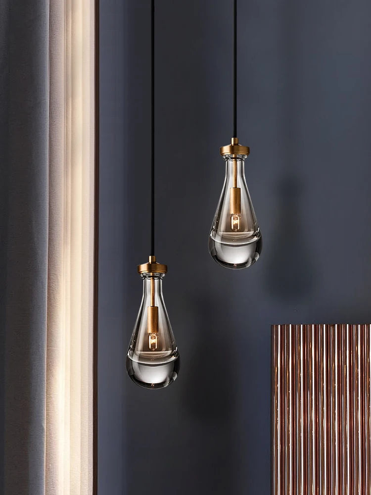 lustre moderne simple en verre de cuivre de luxe à tête unique - vue 1 sur 7
