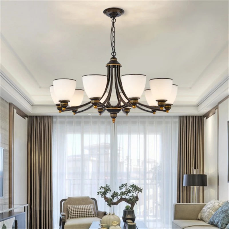 lustre classique en fer et verre pour décoration intérieure - vue 2 sur 16