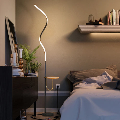lampadaire led courbe moderne décoration nordique lampes debout luminaires - vue 7 sur 8