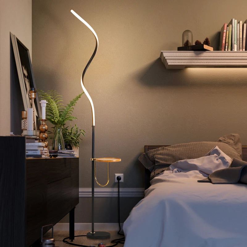 lampadaire led courbe moderne décoration nordique lampes debout luminaires - vue 6 sur 8