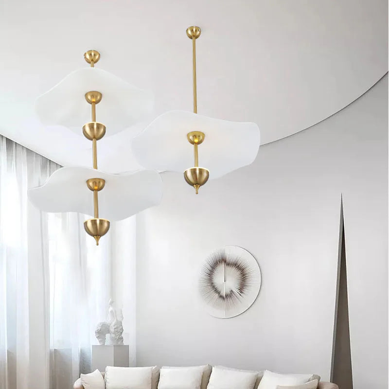 lustre led nordique en métal doré et acrylique décoratif pour intérieur - vue 3 sur 9