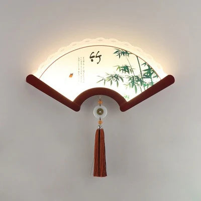 applique murale en bois éventail à led design rétro asiatique décoratif - vue 19 sur 18