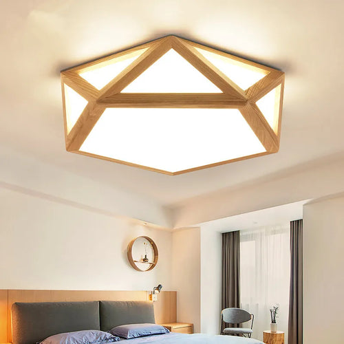 plafonnier led simple en rondins art nordique géométrique creux - vue 2 sur 10