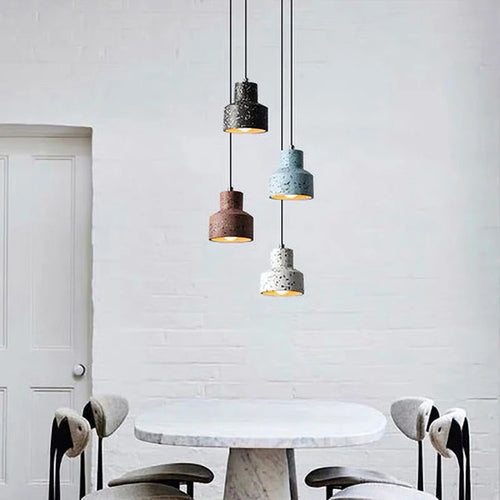 suspension moderne en terrazzo design nordique plusieurs couleurs led - vue 5 sur 28