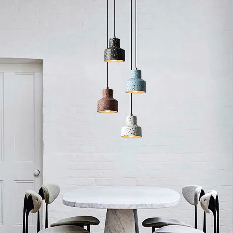 suspension moderne en terrazzo design nordique plusieurs couleurs led - vue 4 sur 28