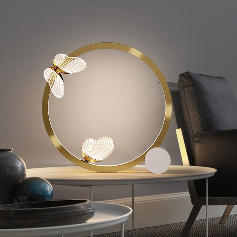 Lampe à poser design LED métallique doré Papillon - vue 2 sur 8