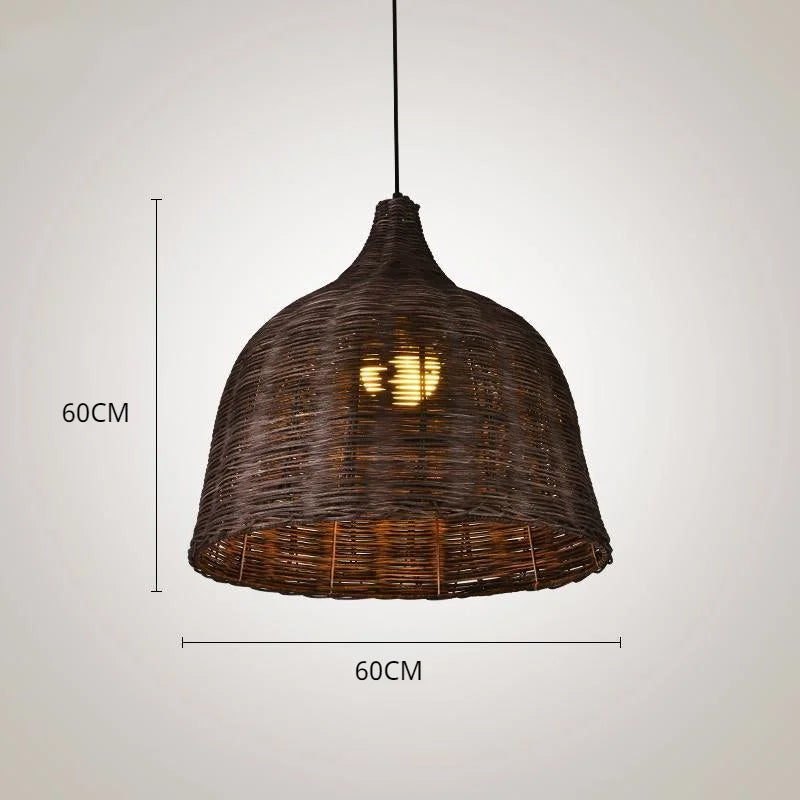 suspension en rotin et bambou pour décoration intérieure rusticité asiatique - vue 8 sur 16