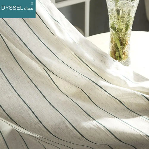 Rideau rayé style européen translucide pour salon chambre - vue 9 sur 9