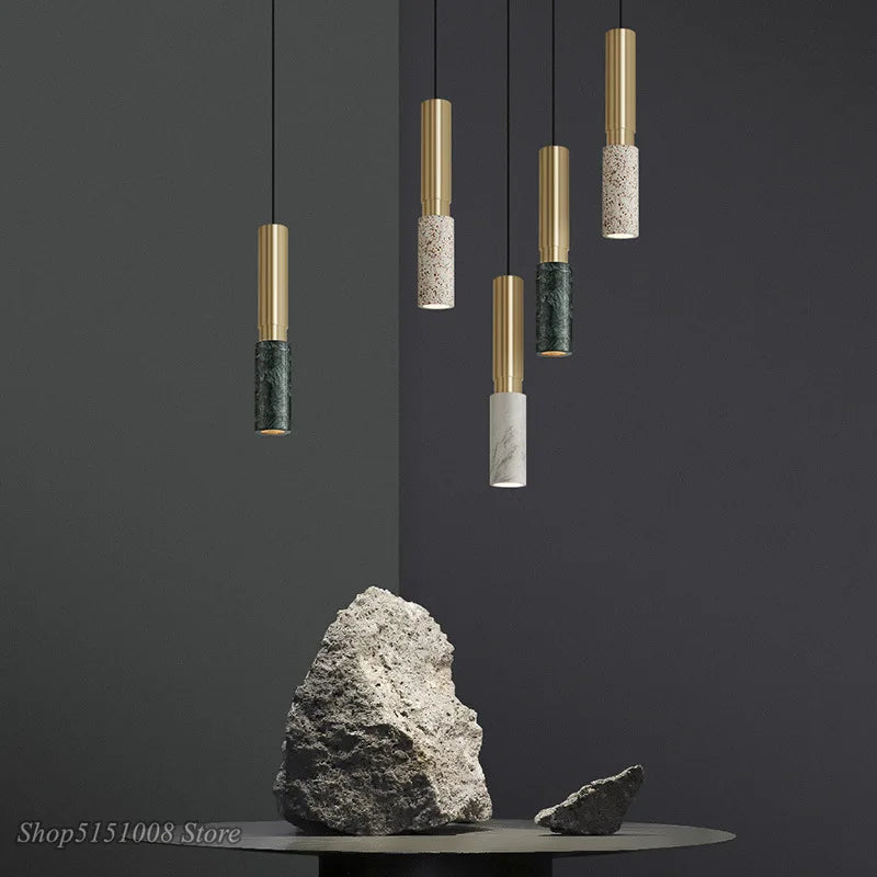 suspension moderne simple en marbre de style nordique ins - vue 3 sur 11