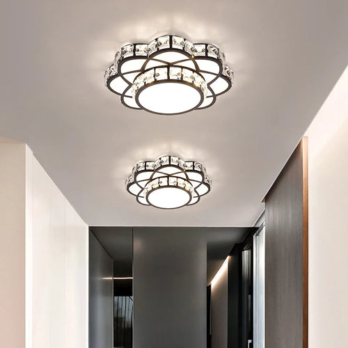 plafonnier led en cristal luxe décoratif avec fleurs - vue 4 sur 9