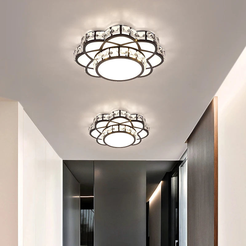 plafonnier led en cristal luxe décoratif avec fleurs - vue 3 sur 9