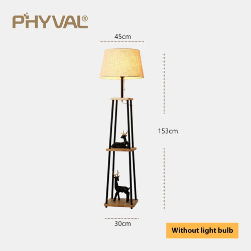 Lampadaire Nordique bois sur pied tissu interrupteur - vue 10 sur 17
