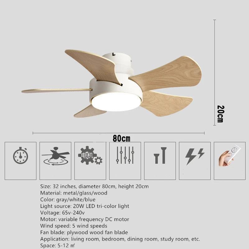 Ventilateur silencieux DC plafonnier ventilateurs de Loft avec lumière LED et lampes modernes à distance pour salon ventilateur de Hall lumières éclairage en bois - vue 6 sur 9