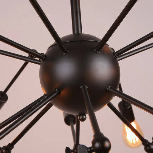 Lustre araignée industriel Vintage réglable en fer - vue 7 sur 12