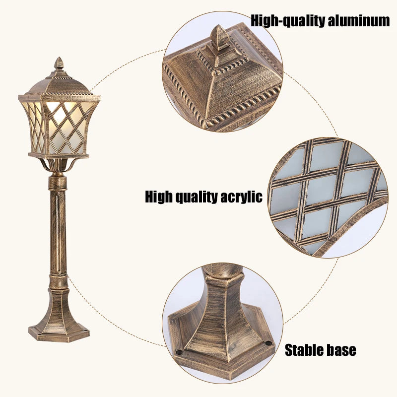 lampe de pelouse extérieure étanche style européen éclairage de jardin - vue 8 sur 8