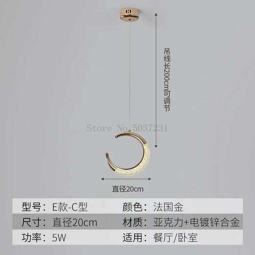suspension LED en cristal doré au design nordique moderne - vue 13 sur 21