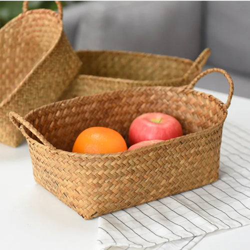 panier en jonc de mer fait main pour rangement décoratif - vue 2 sur 7