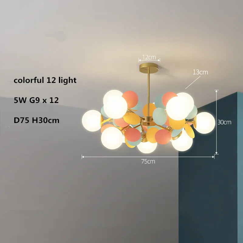 lustre led globe en verre acrylique coloré pour enfants - vue 20 sur 24