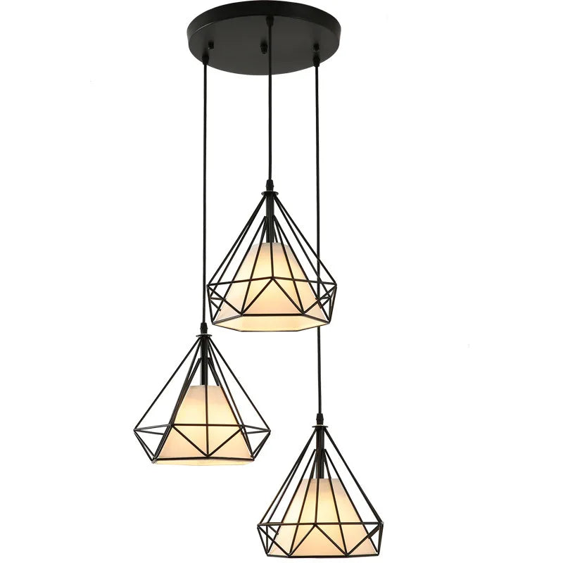 2022 New Nordic aisle diamond chandelier simple modern retro wrought iron living room dining room led ceiling chandelier - vue 5 sur 17