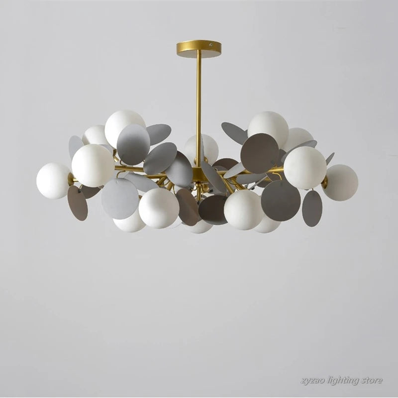 suspension à led design nordique avec fleurs décoratives en acrylique - vue 5 sur 24