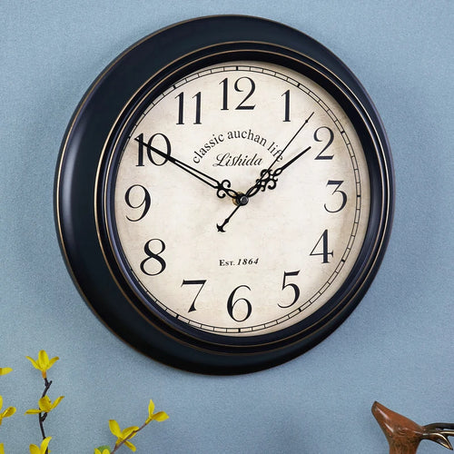 horloge murale silencieuse rétro style shabby chic décoration intérieure - vue 4 sur 24