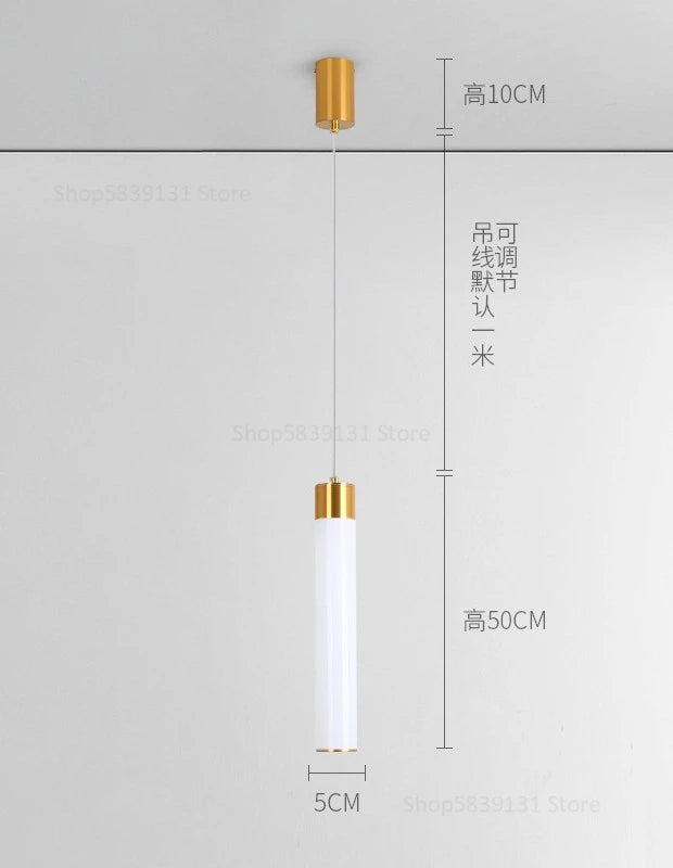 suspension acryliques long tube led nordique minimaliste