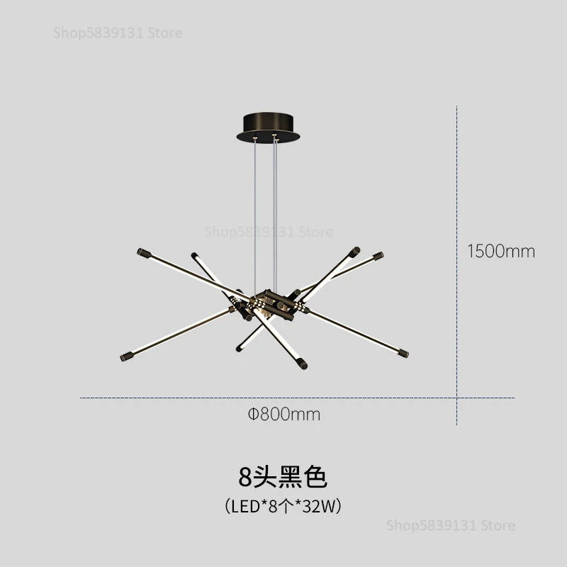 lustre moderne simple en cuivre de luxe suspendu - vue 12 sur 12