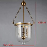 suspension classique led avec chaîne en fer et corps doré