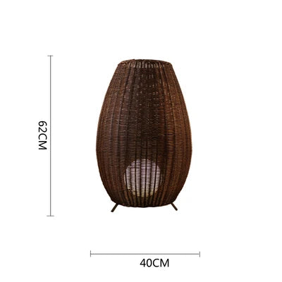 Lampadaire style asiatique en rotin naturel - vue 11 sur 12