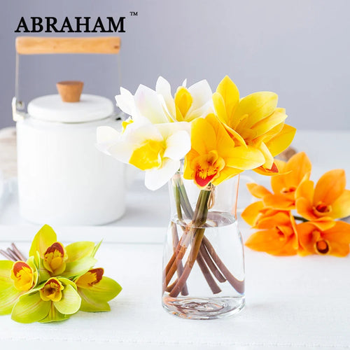 lot de 4 bouquets d'orchidées artificielles pour décoration intérieure festive - vue 2 sur 11