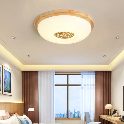 plafonnier led en bois massif avec luminosité variable pour intérieur - vue 2 sur 9