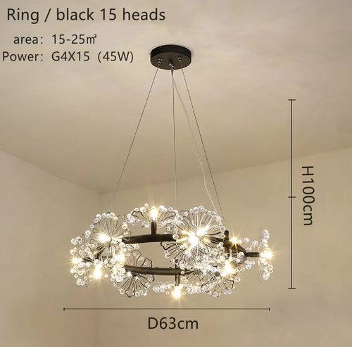 lustre moderne luxe en led pour éclairage intérieur - vue 18 sur 19