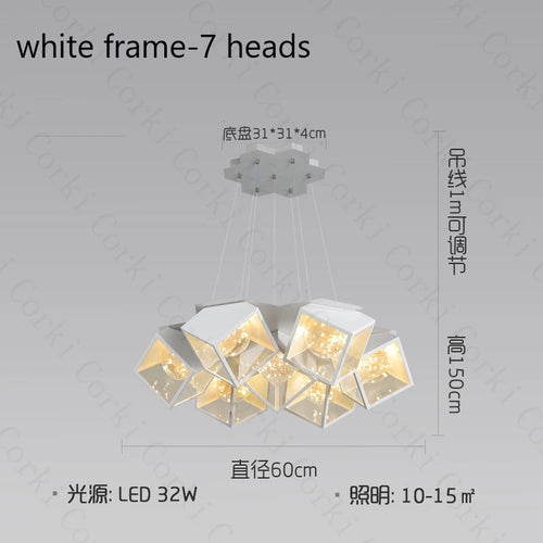 lustre à led design moderne luminaire géométrique intérieur dimmable - vue 9 sur 9